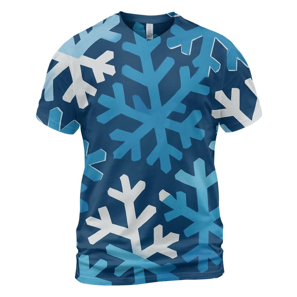 Joyful Snowflake Cascade vibrant all-over design tees