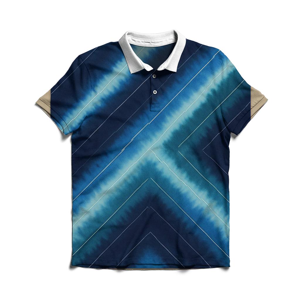 Diagonal Indigo Arashi Wave custom polo shirts