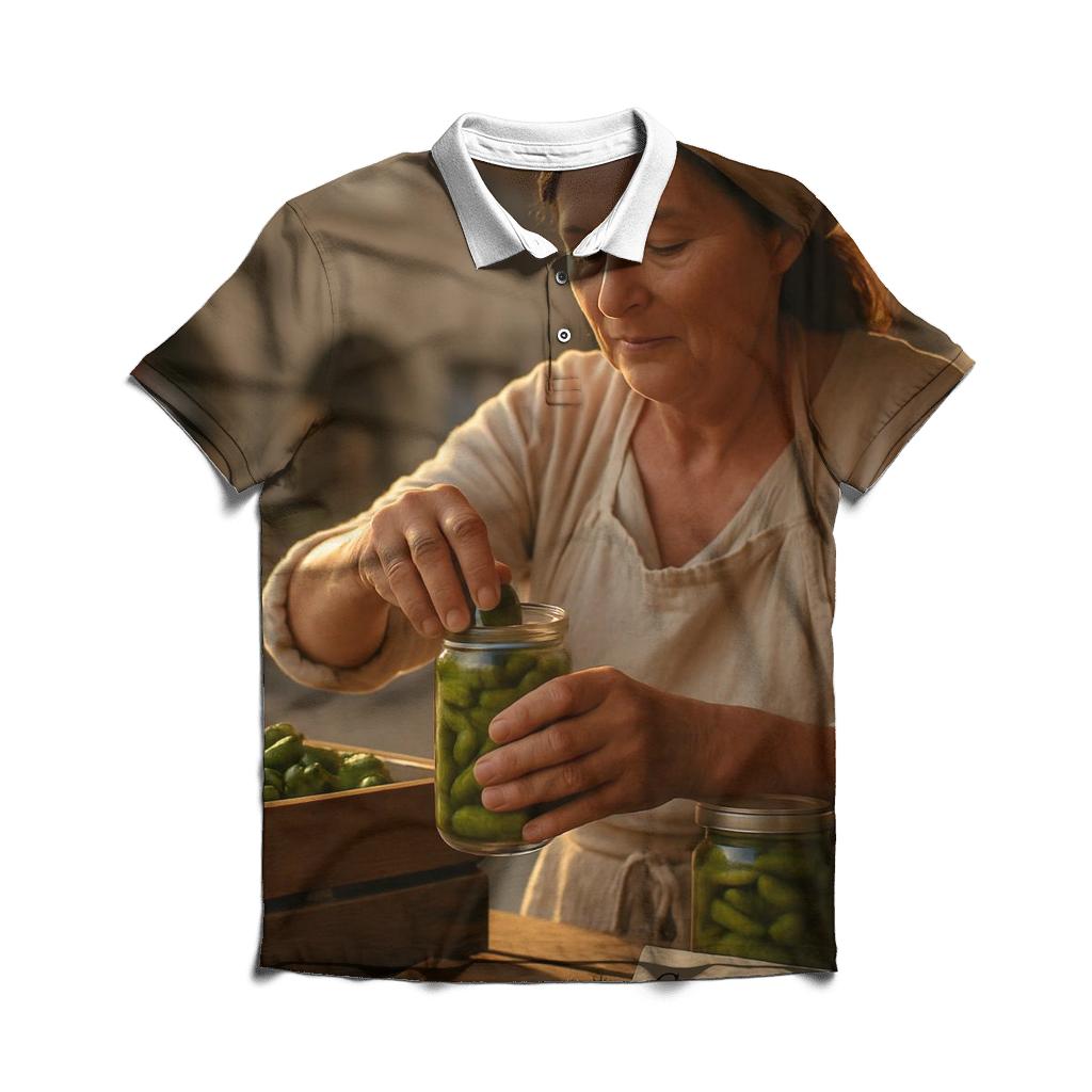 Provençal Cornichon Market Conservator custom polo shirts