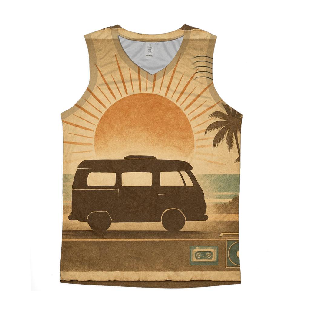 Sunset Camper Postcard casual summer tank tops