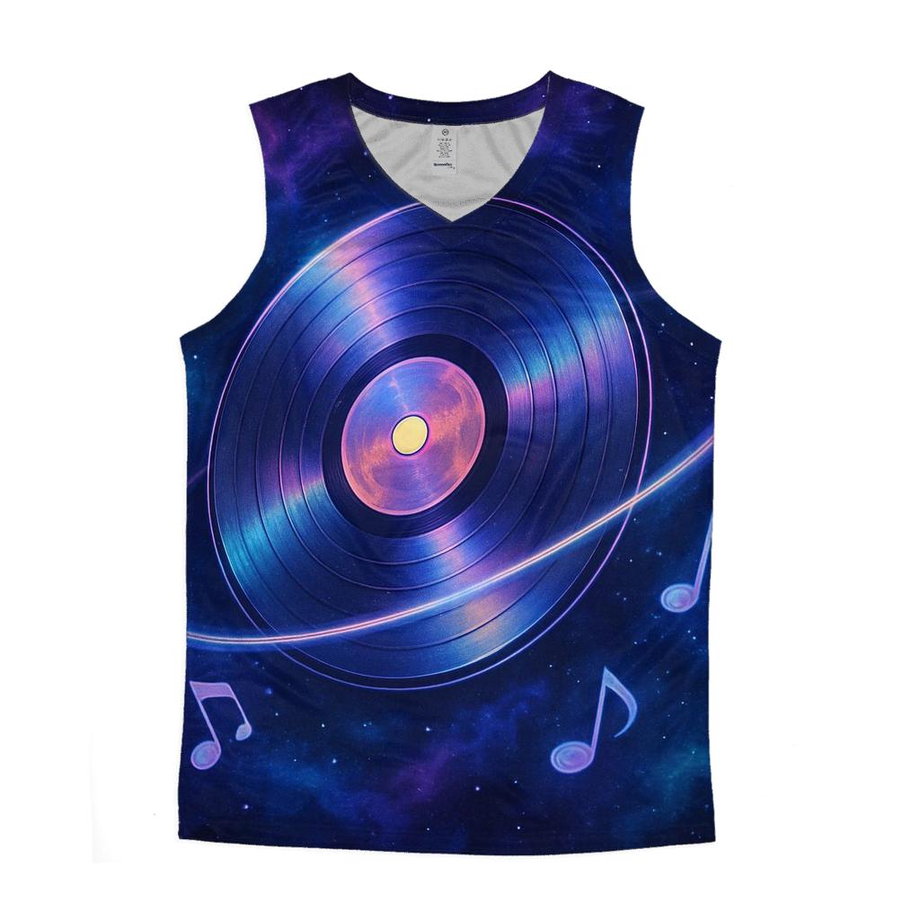 Cosmic Vinyl Orbit cotton sleeveless tops
