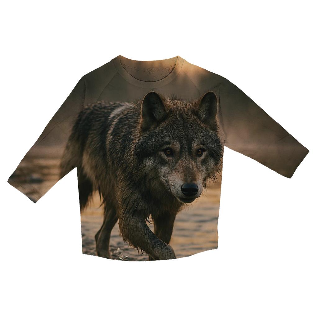 Wolf At The Boreal River Crossing designer 3/4 sleeve blouses