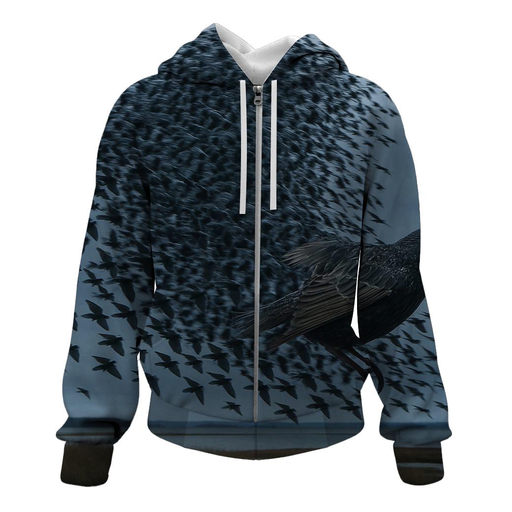 Murmuration Edge Common Starling zip-up hoodies