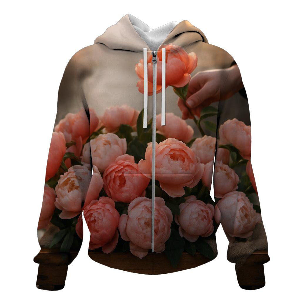 Dawn Market Peony Crate embroidered hoodies
