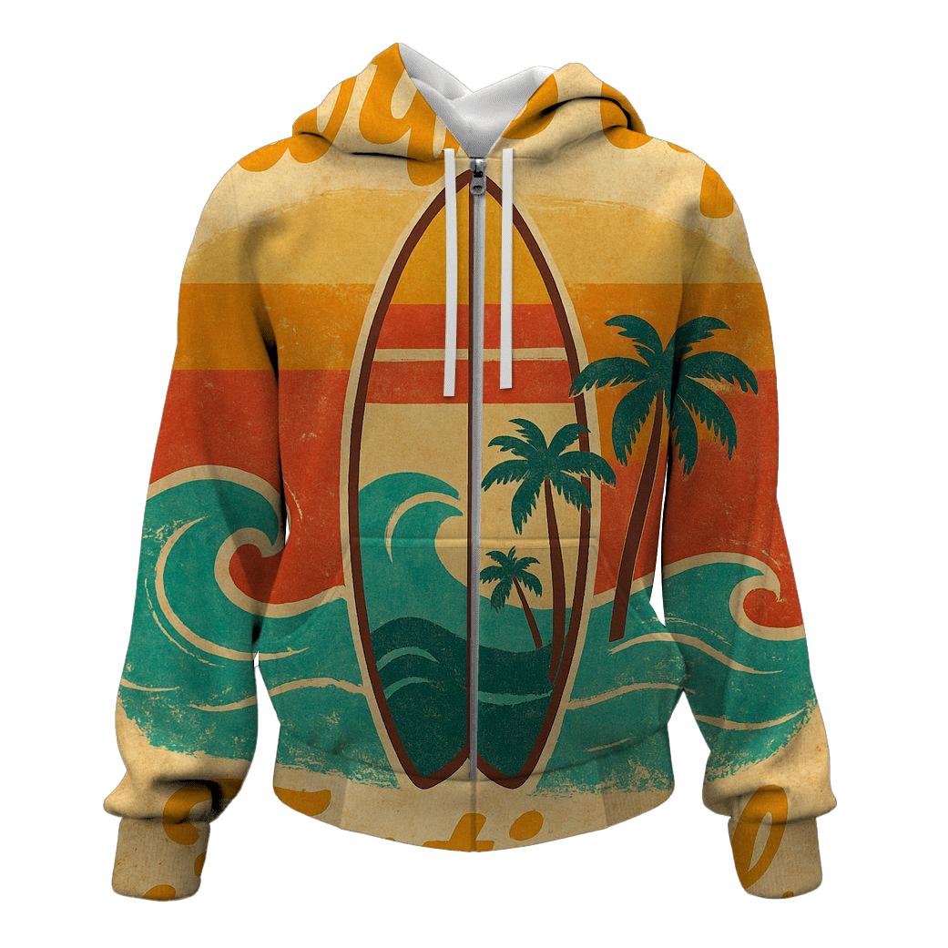 Vintage Surfboard Festival Poster zip-up hoodies