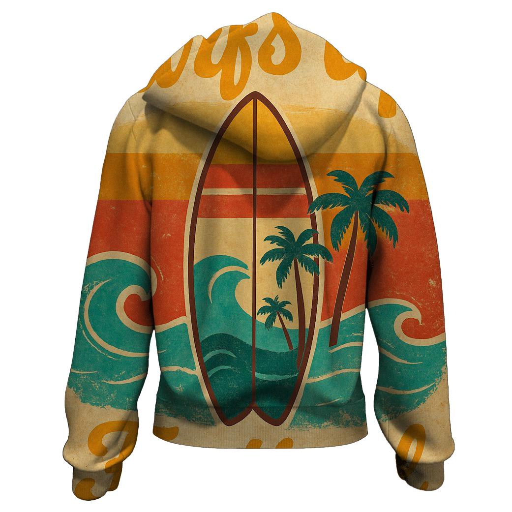 Vintage Surfboard Festival Poster zip-up hoodies