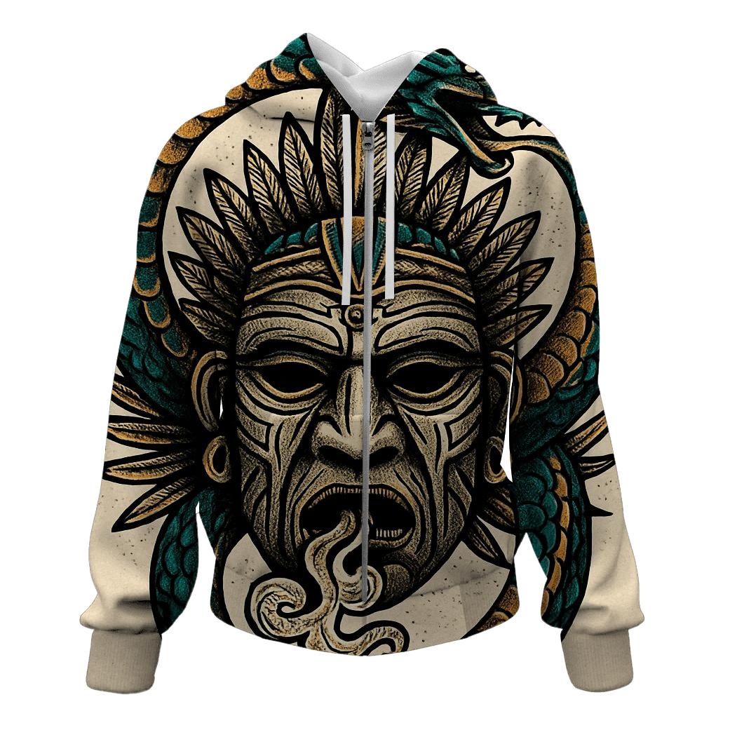 Eternal Cycle Dragon Mask embroidered hoodies