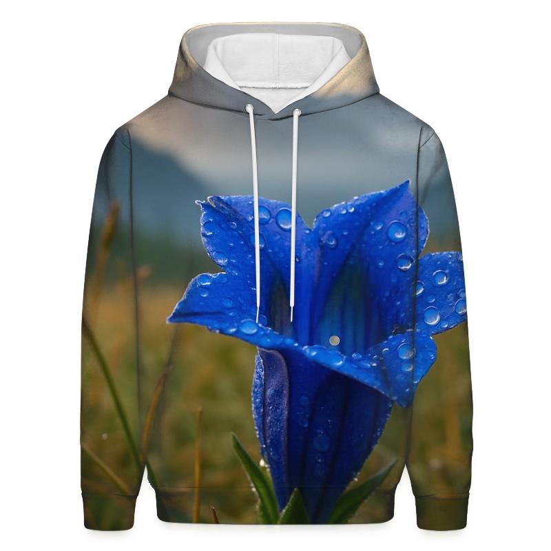 Dew-Kissed Alpine Gentian At Dawn pullover hoodies