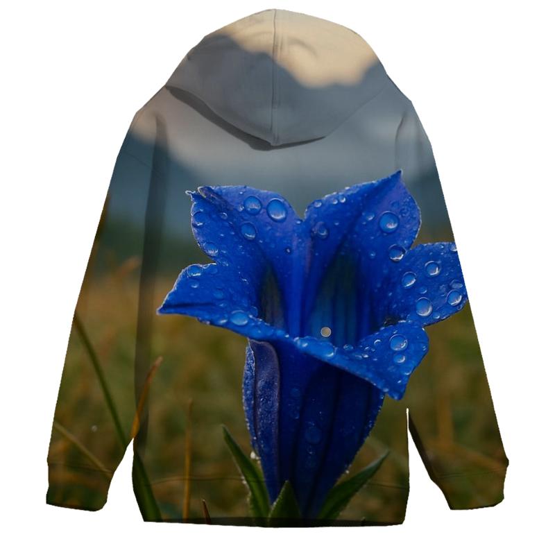 Dew-Kissed Alpine Gentian At Dawn pullover hoodies