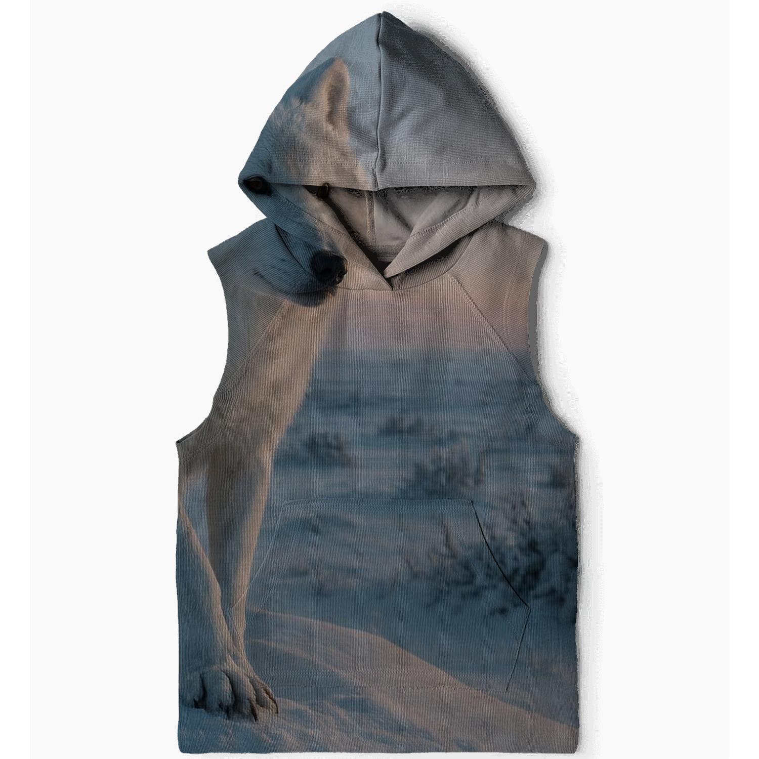 Lone Arctic Wolf Surveying Snowbound Tundra premium hoodies