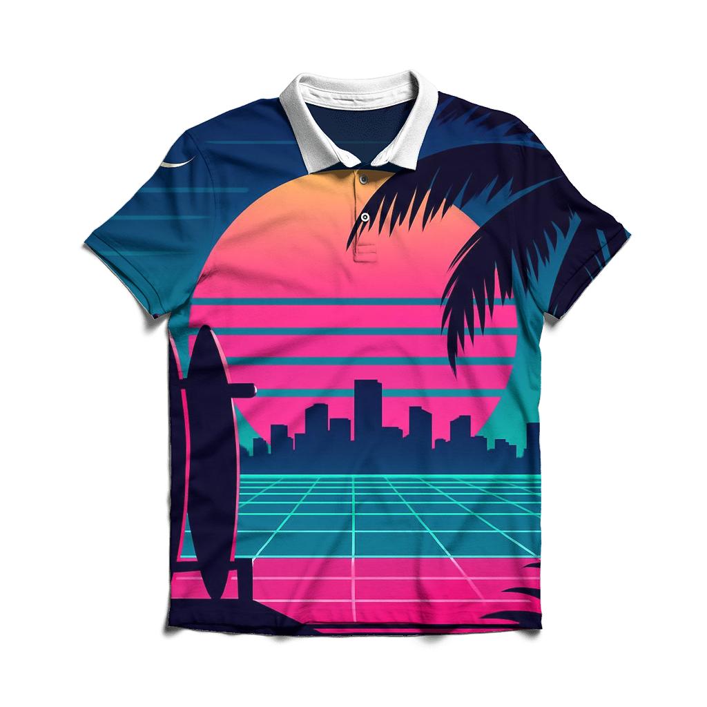 Neon Surf Skyline custom polo shirts