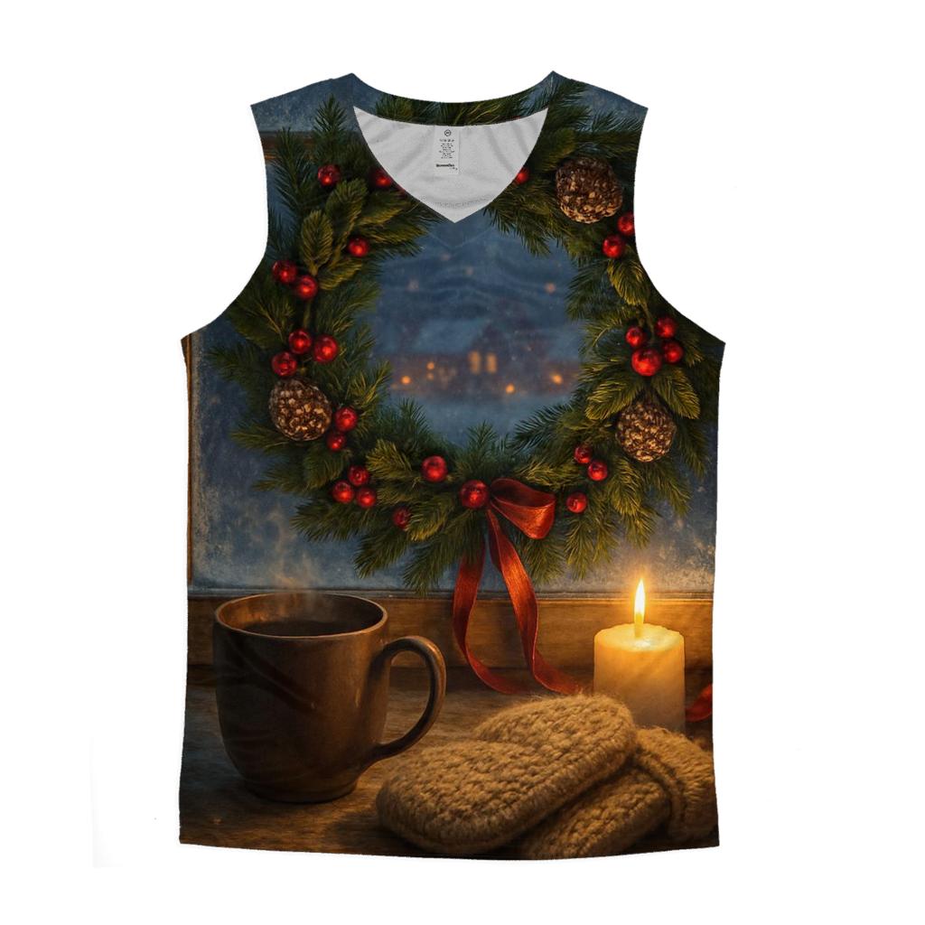 Wreath On The Snowy Windowsill casual summer tank tops