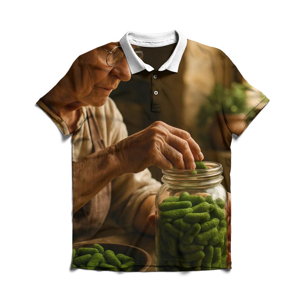 Artisan Preparing Traditional French Cornichon Pickles custom polo shirts