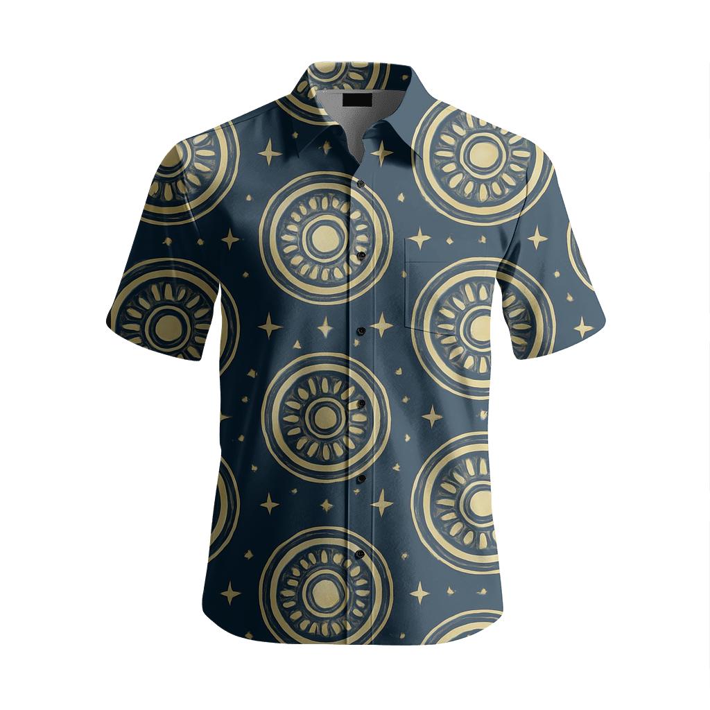 Celestial Medallion Repeat designer stitched shirts