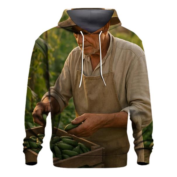 Harvesting Cornichon Cucumbers In A Traditional French Market Garden pullover hoodies