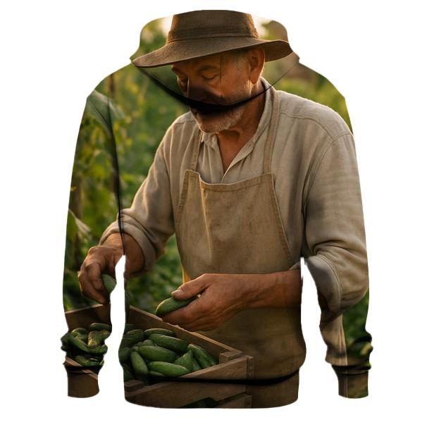 Harvesting Cornichon Cucumbers In A Traditional French Market Garden pullover hoodies