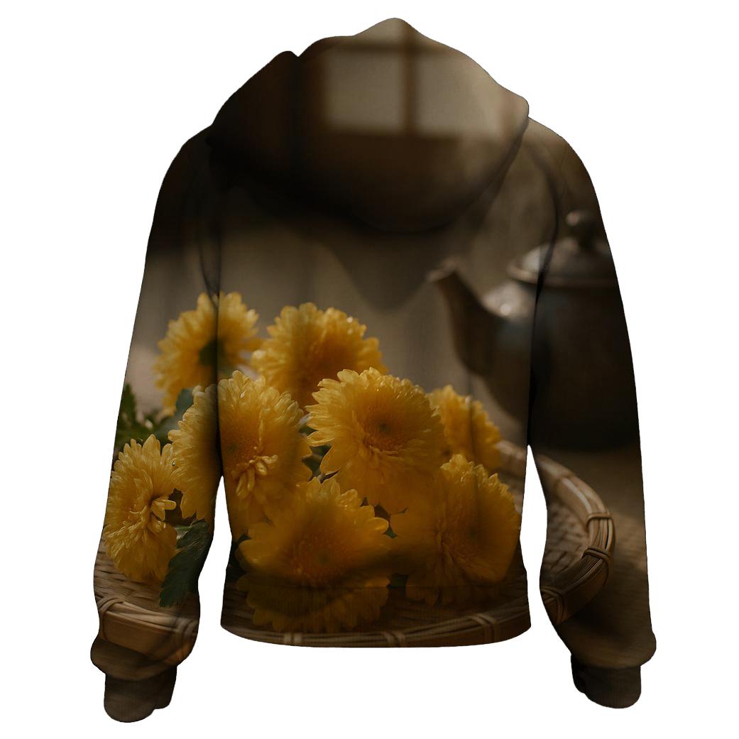 Tea House Chrysanthemum Harvest zip-up hoodies