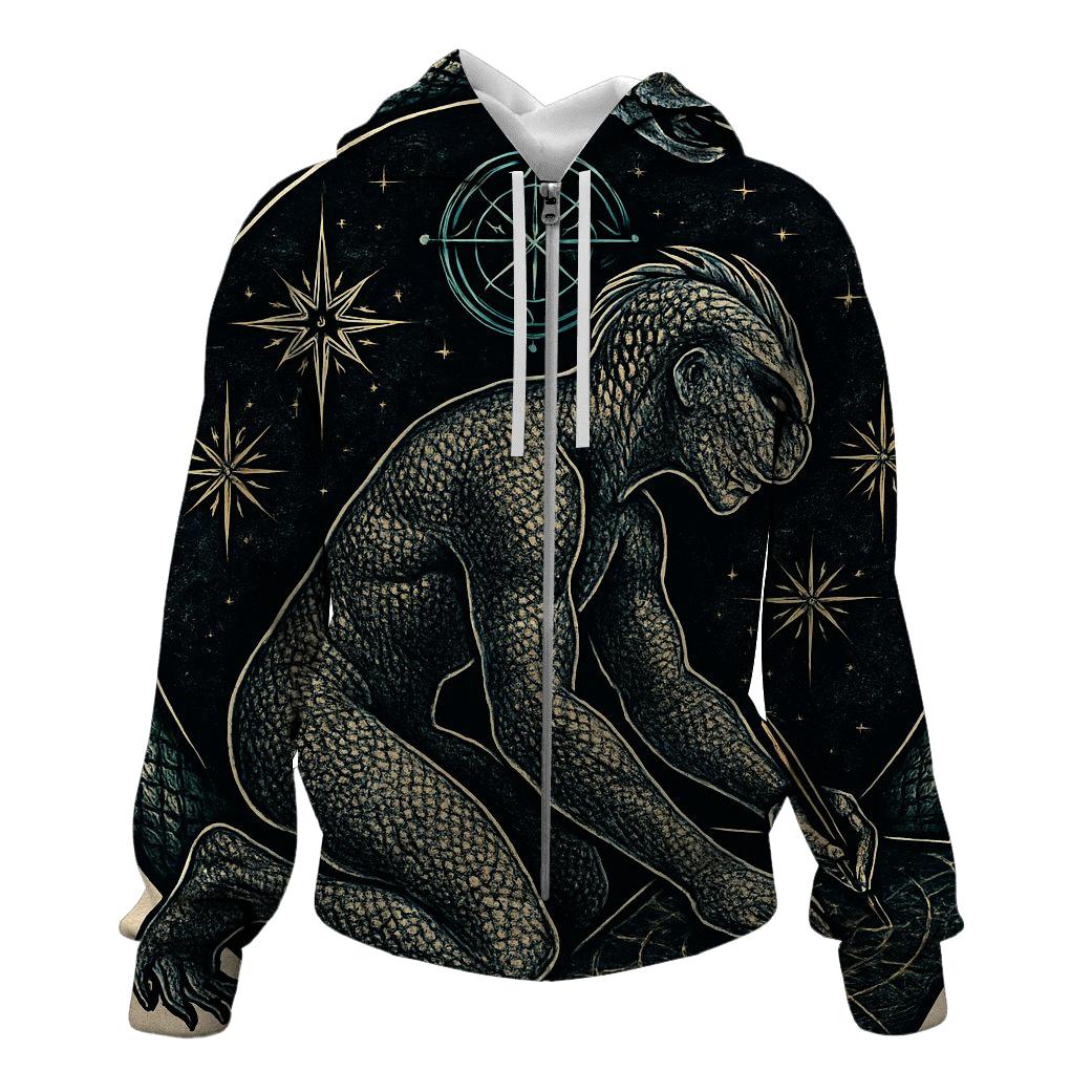 Chronospiral Cartographer Ouroboros zip-up hoodies