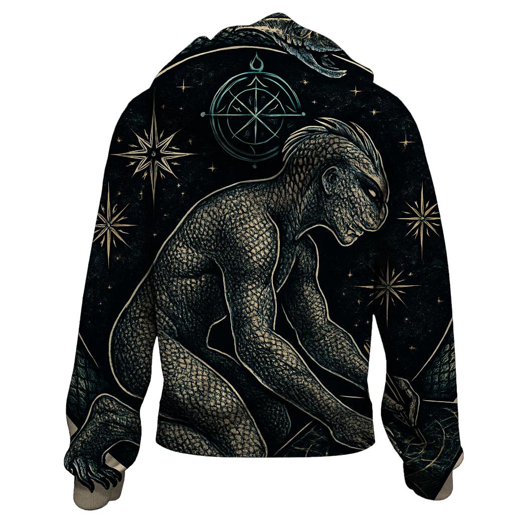 Chronospiral Cartographer Ouroboros zip-up hoodies