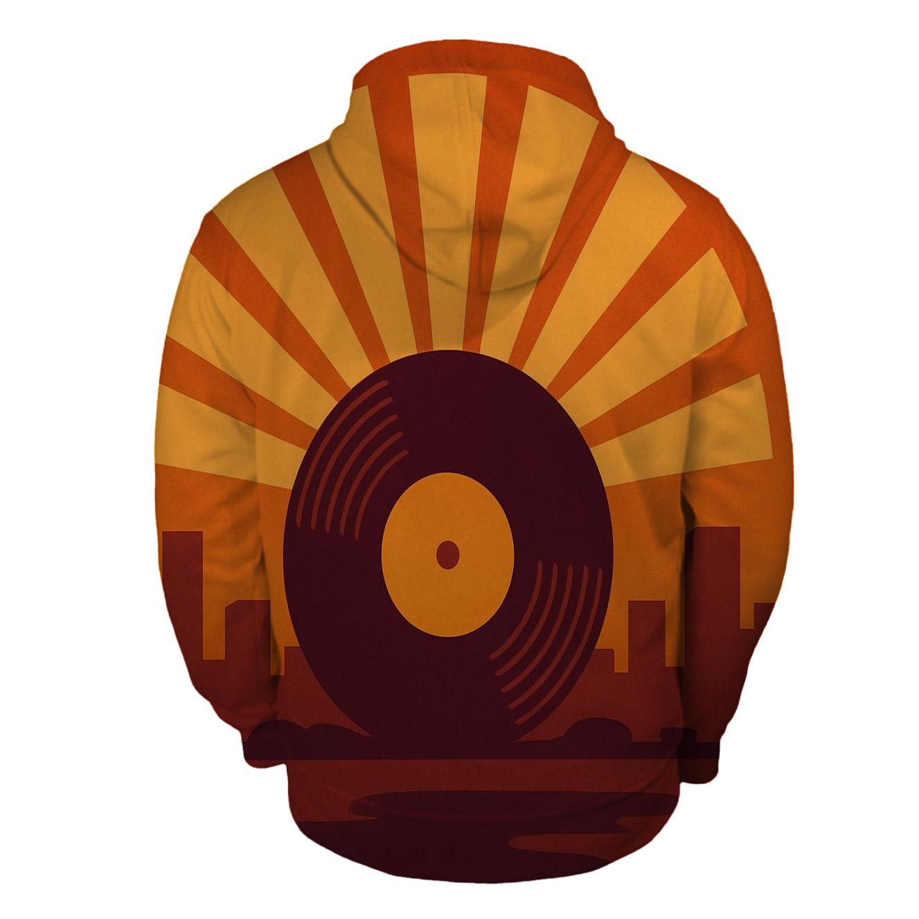 Sunset Vinyl Vibes embroidered hoodies