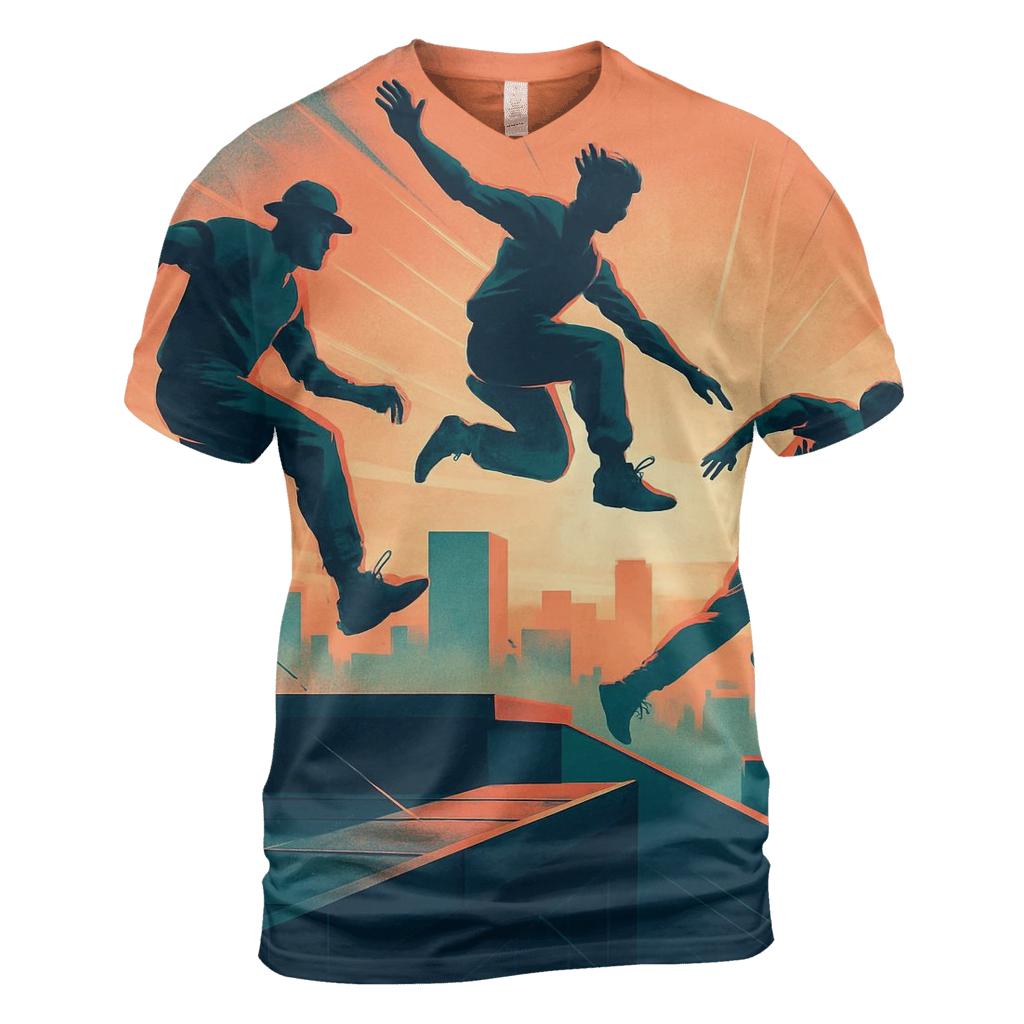 Parkour Skyline Sprint vibrant all-over design tees