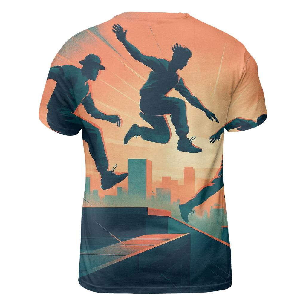 Parkour Skyline Sprint vibrant all-over design tees