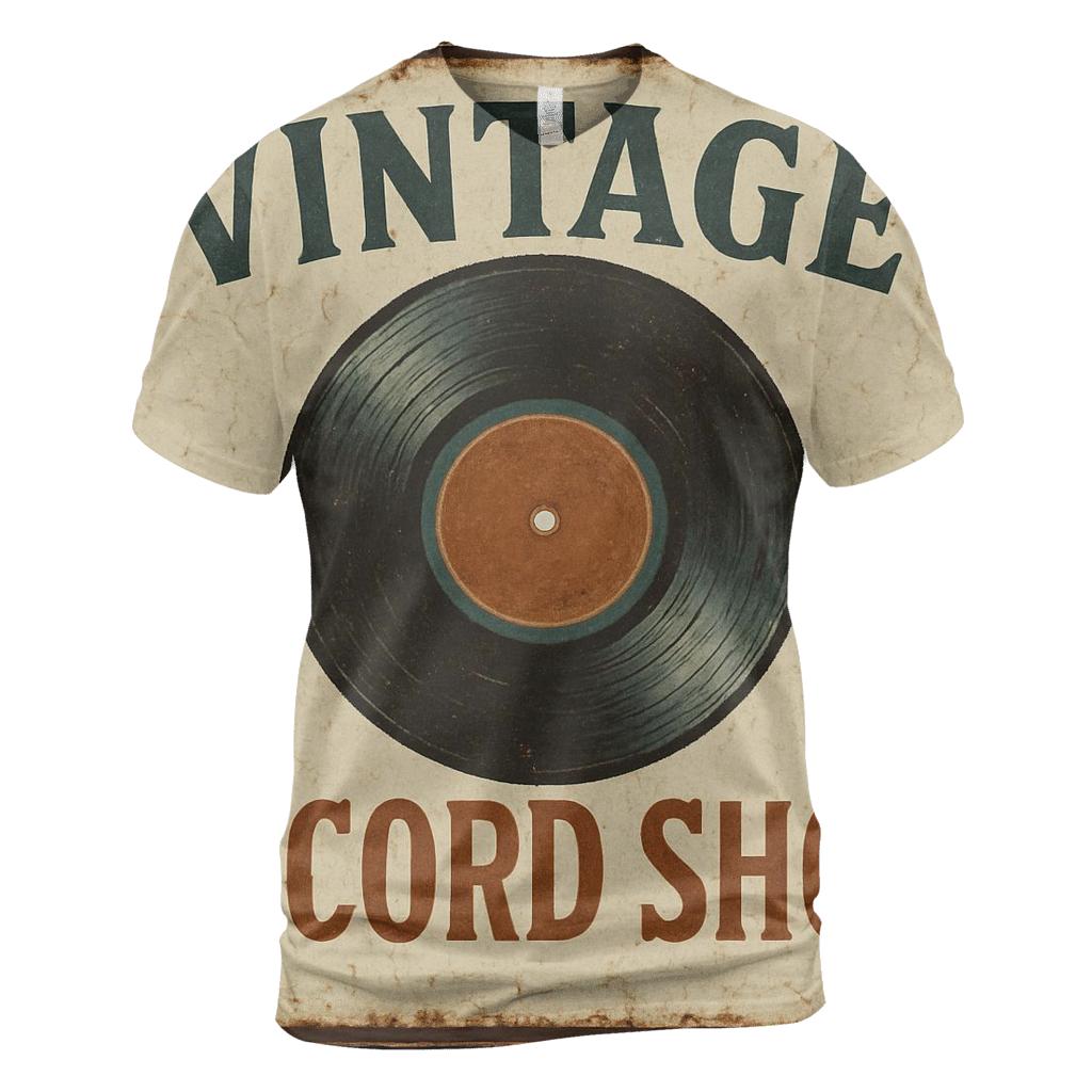 Distressed Vintage Vinyl Record Shop Sign designer pattern shirts