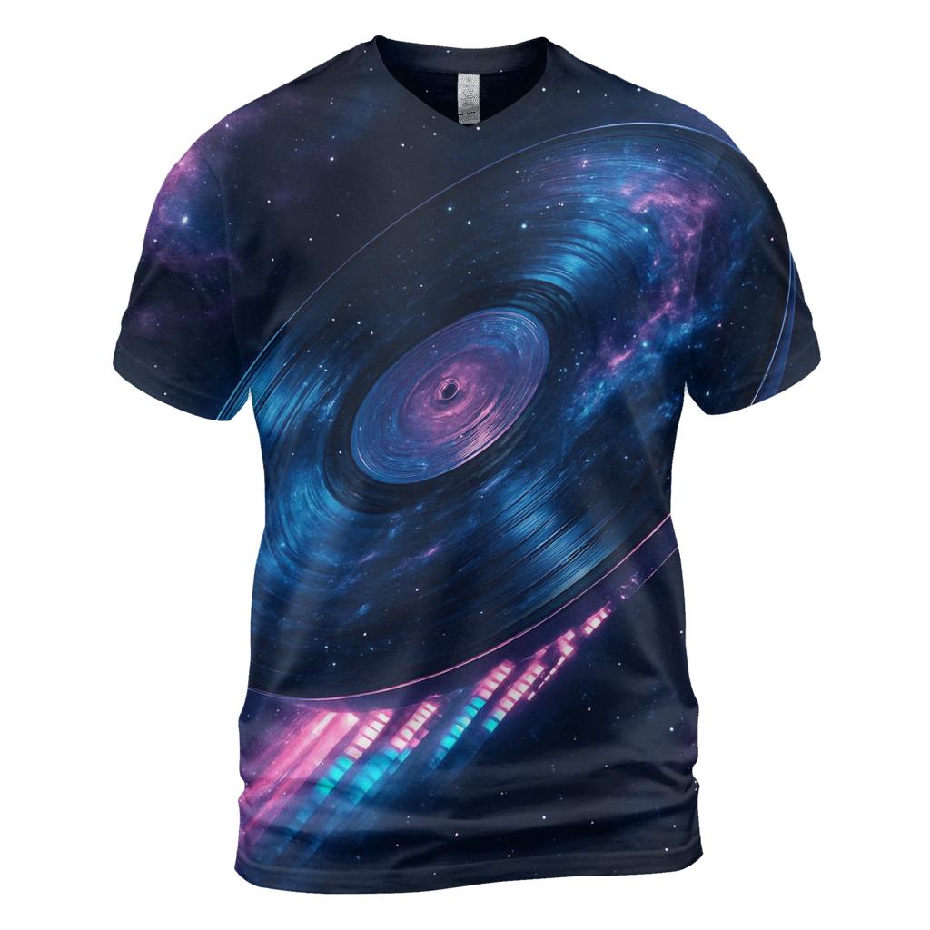 Cosmic Vinyl Voyage creative print fashion shirts