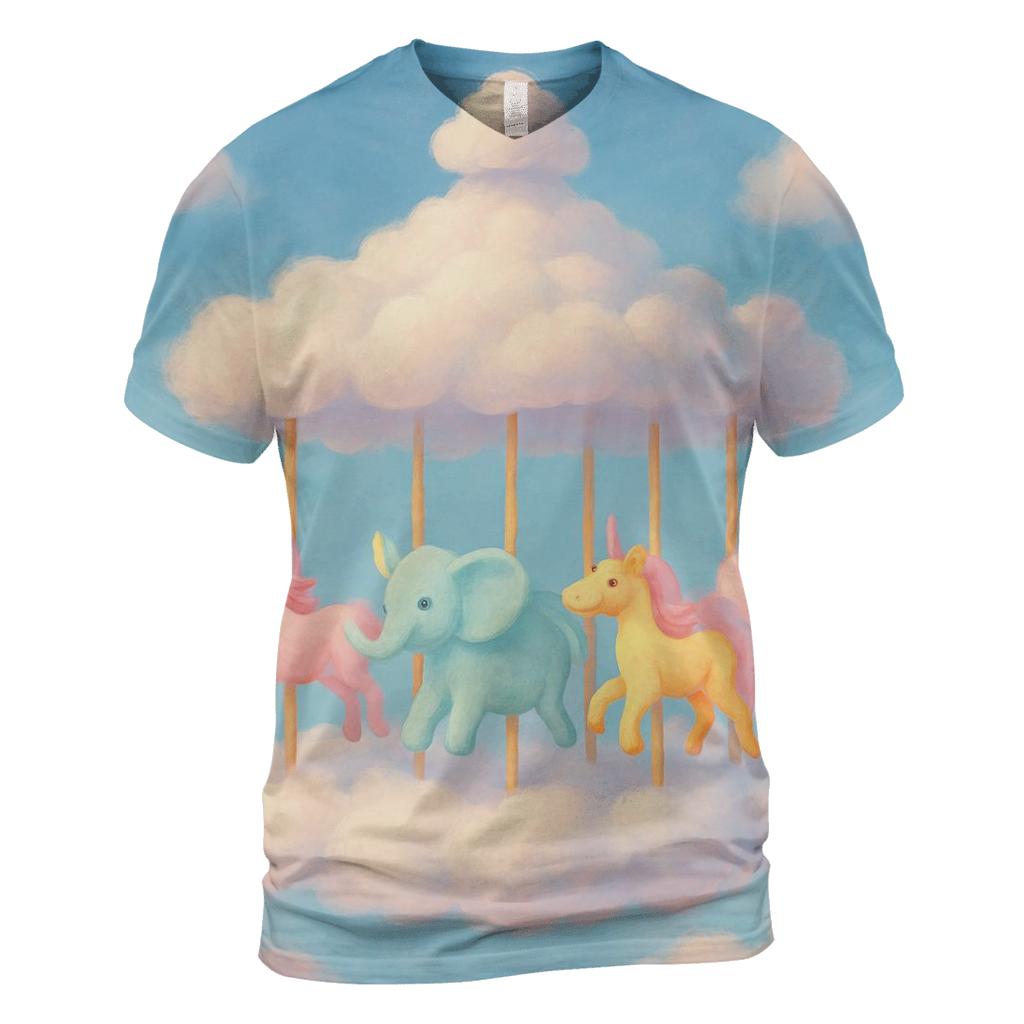 Whimsical Cloud Carousel artistic all-over print tops