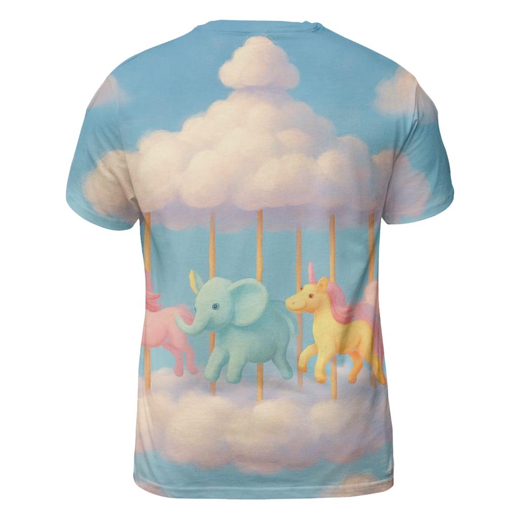 Whimsical Cloud Carousel artistic all-over print tops