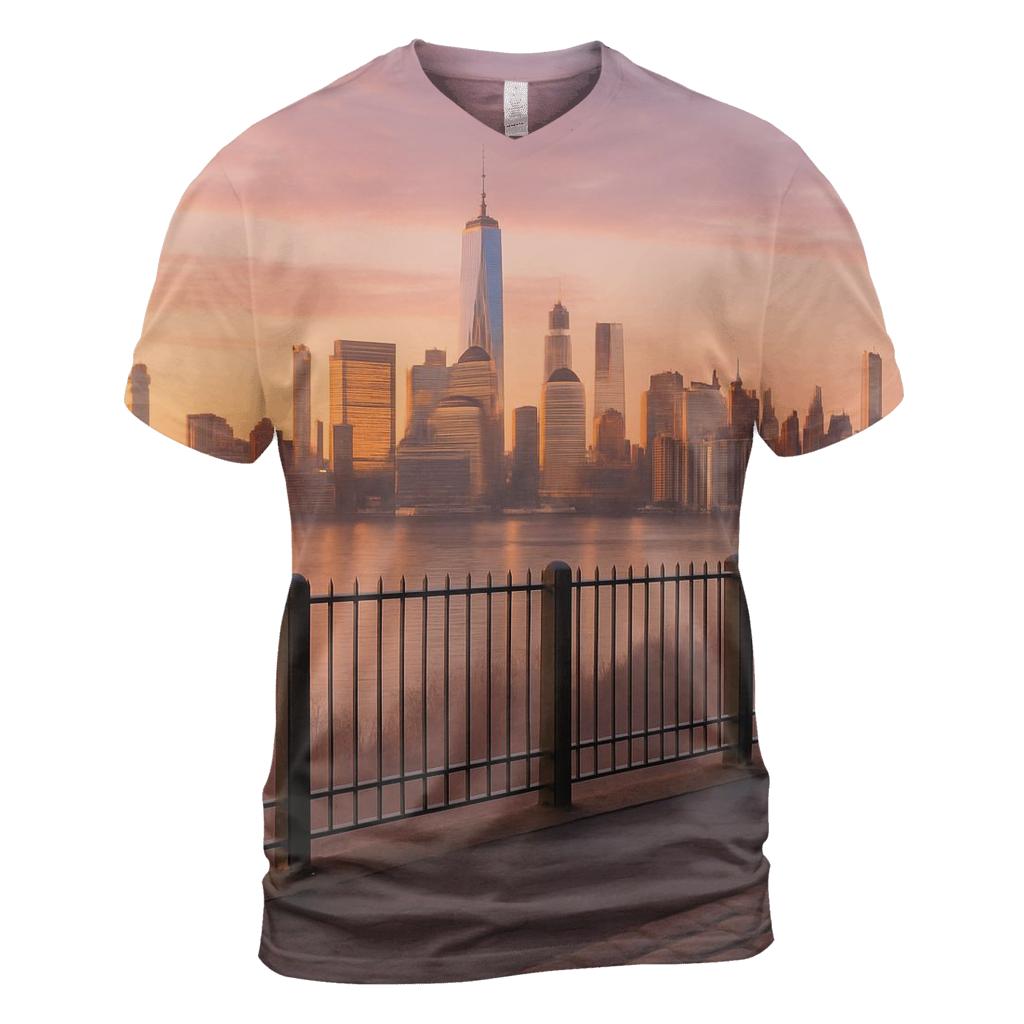 Sunrise Reflections On The Hudson From Brooklyn Heights designer pattern shirts