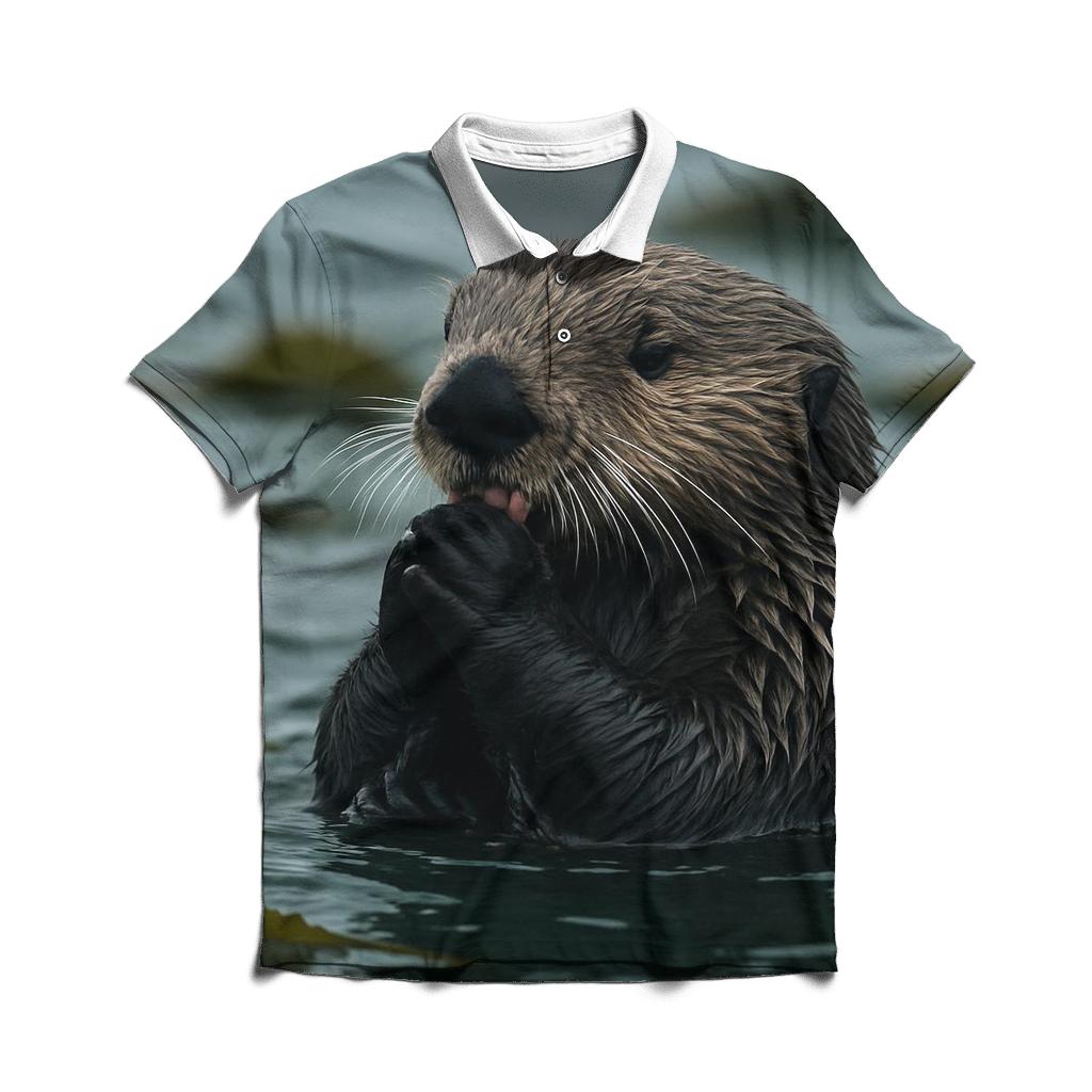 Kelp Cradle Surfacing Sea Otter branded logo polo shirts