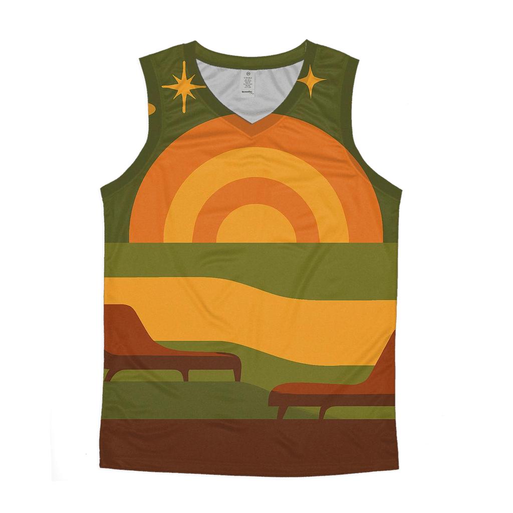 Sunset Space Lounge graphic print tank tops