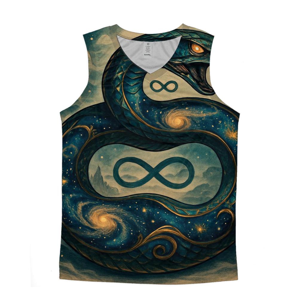 Cosmic Ouroboros Guardian cotton sleeveless tops