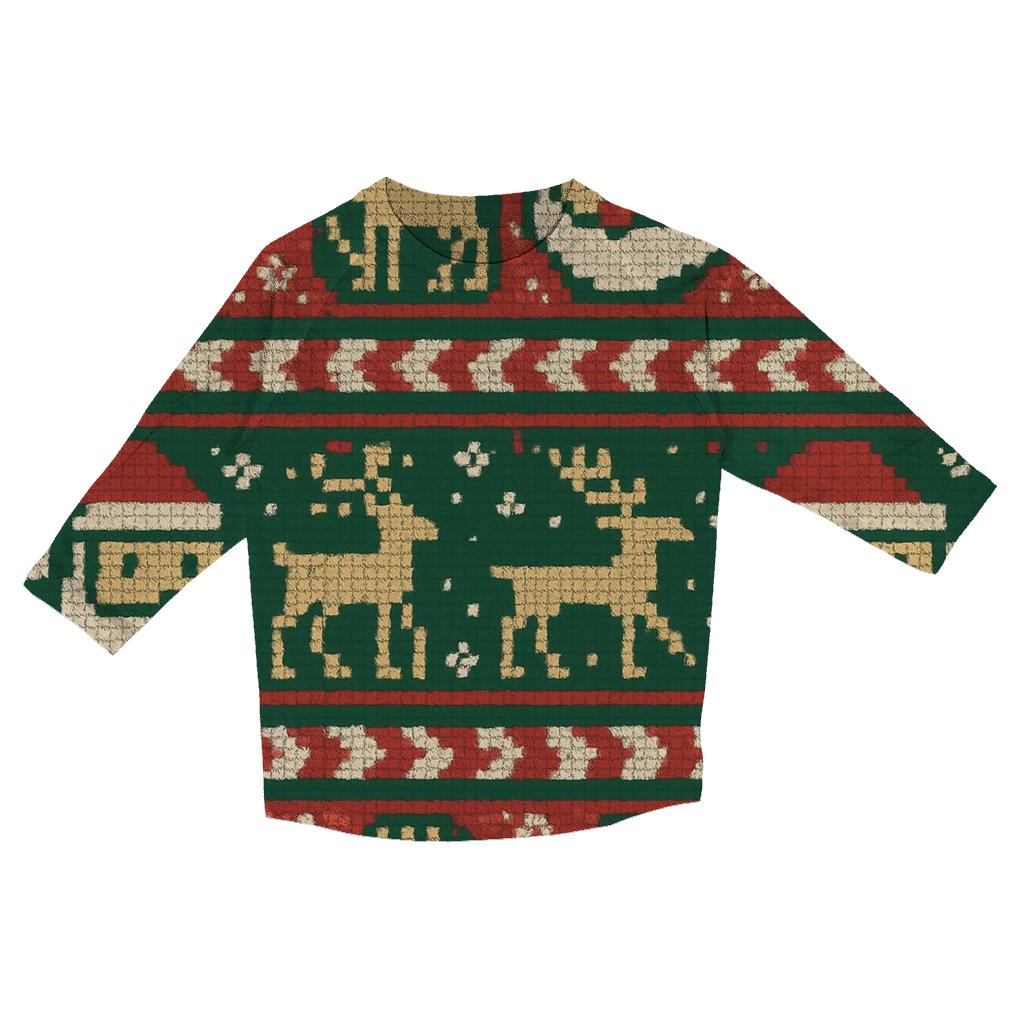 Tacky Tinsel Sweater Patchwork Design stylish quarter sleeve tops