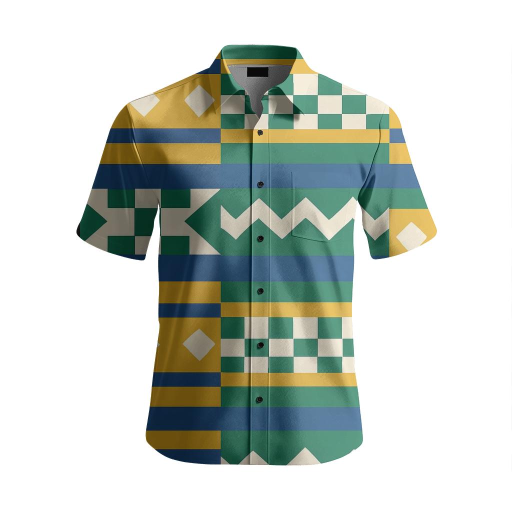 Kente Stripe Rhythm embroidered logo shirts