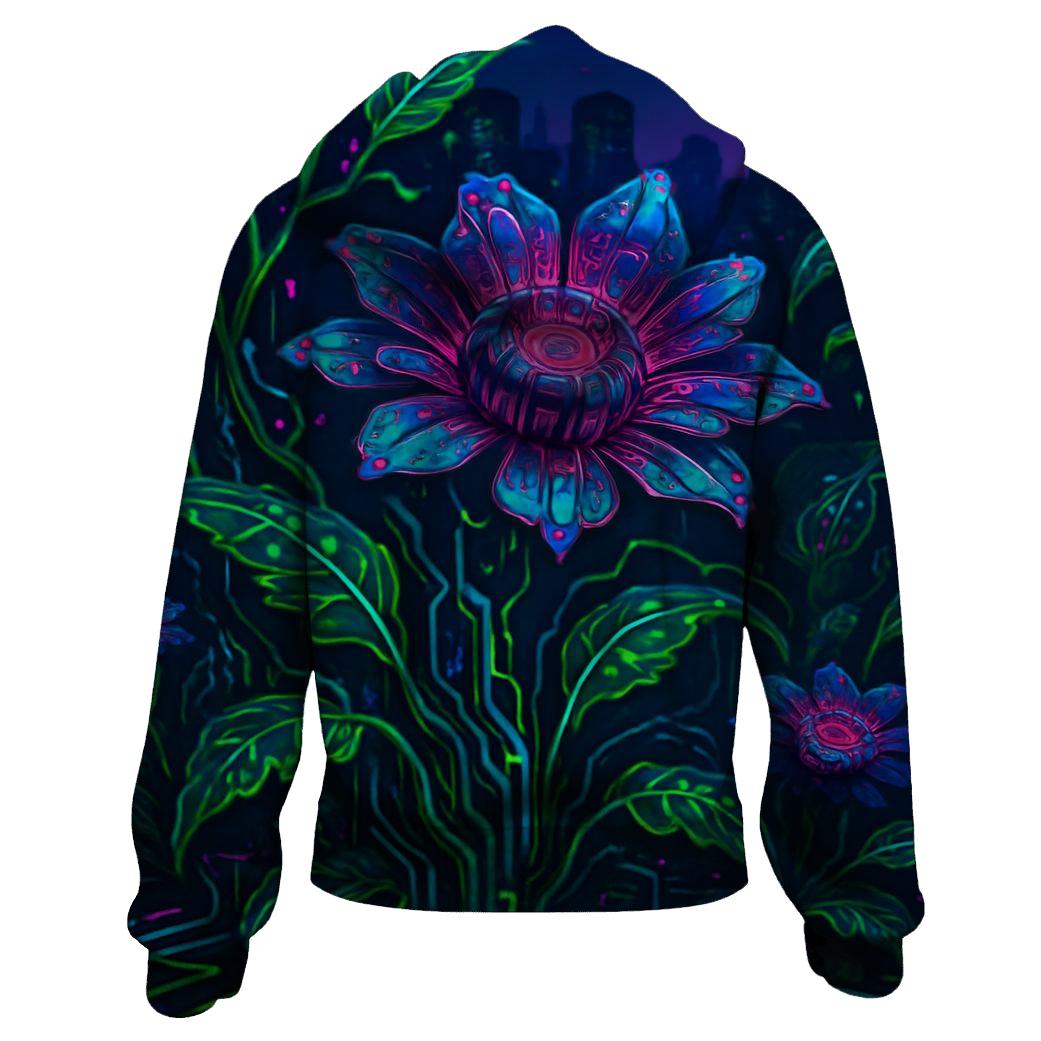 Cybernetic Garden Bloom zip-up hoodies