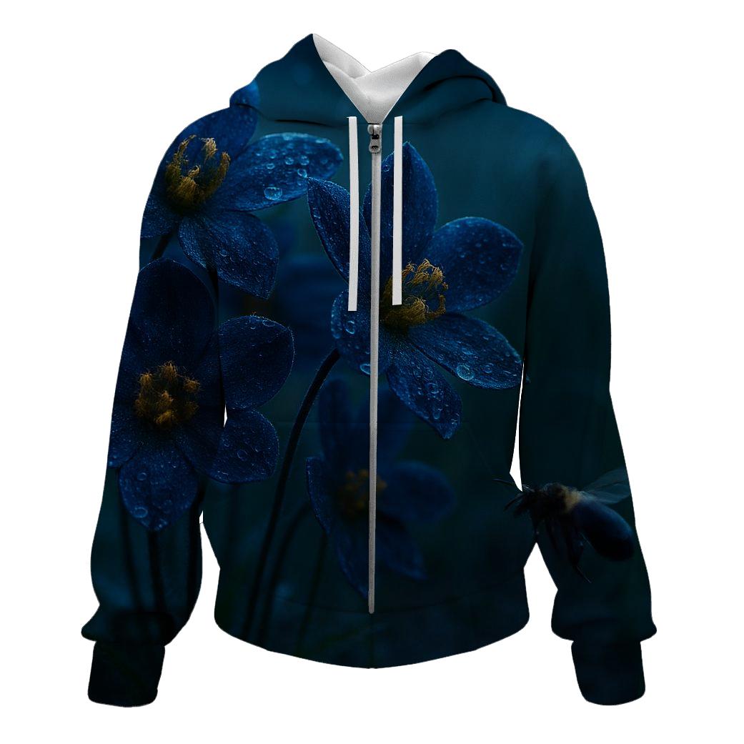 Midnight Meadow Of Pollinator Orchids zip-up hoodies
