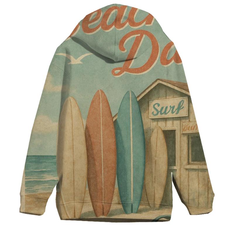 Faded Coastal Beach Scene lightweight hoodies