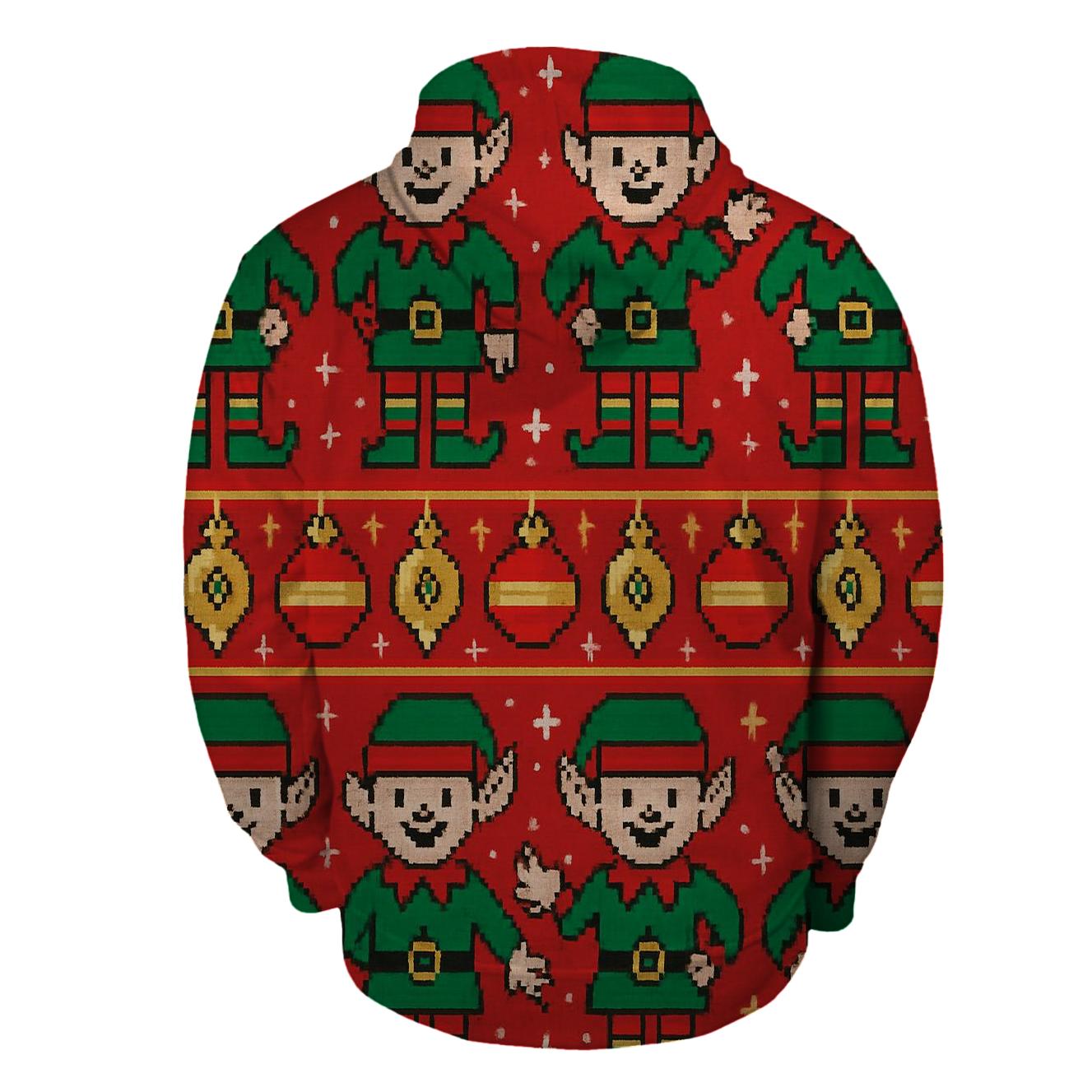 Festive Elves And Ornament Garland Design printed hoodies
