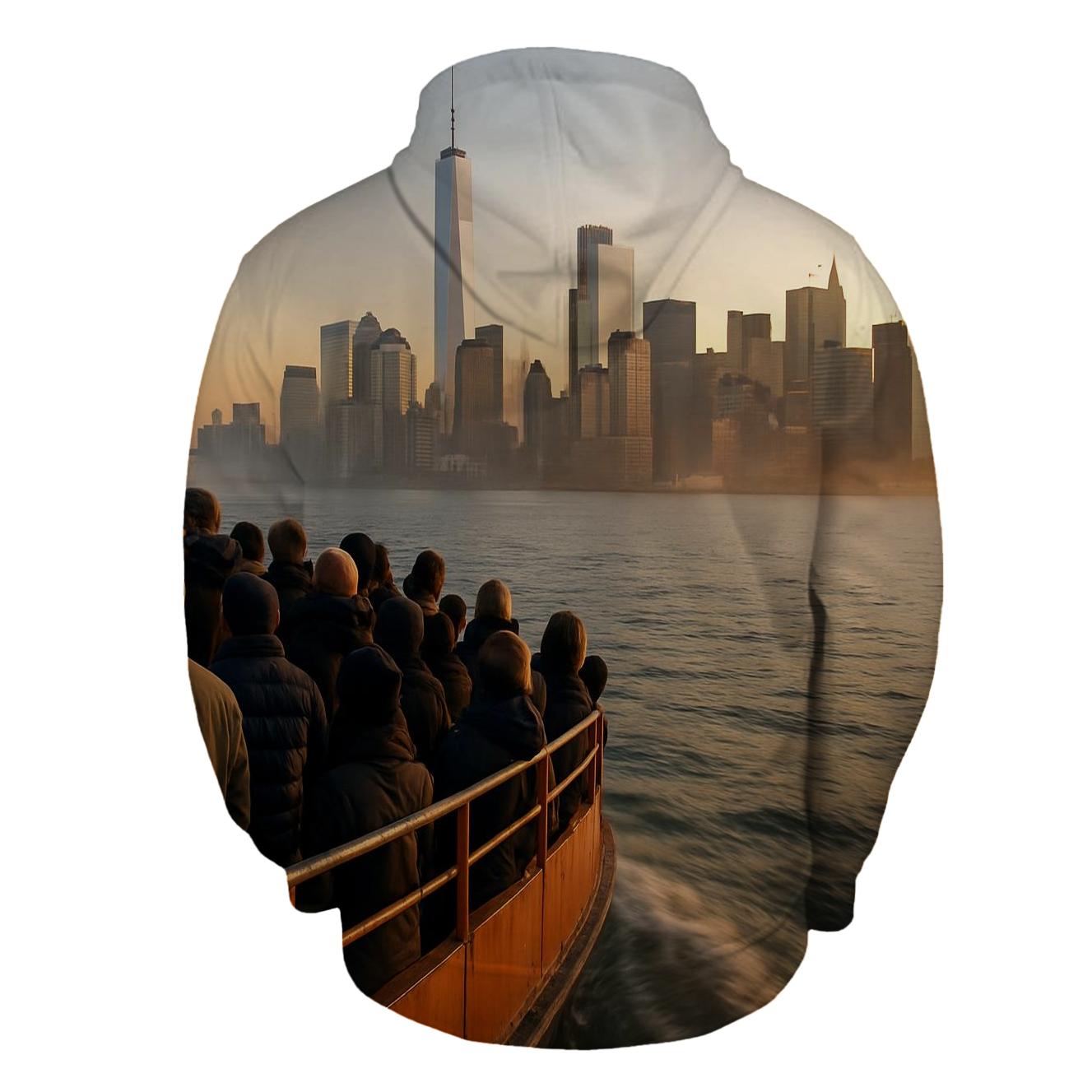 Sunrise Ferry Crossing Past Lower Manhattan premium hoodies