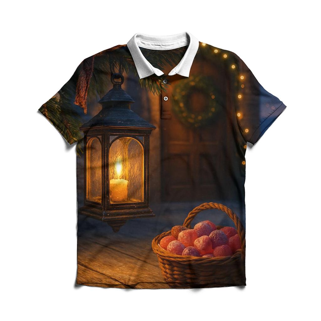 Evergreen Lantern Night embroidered polo tops