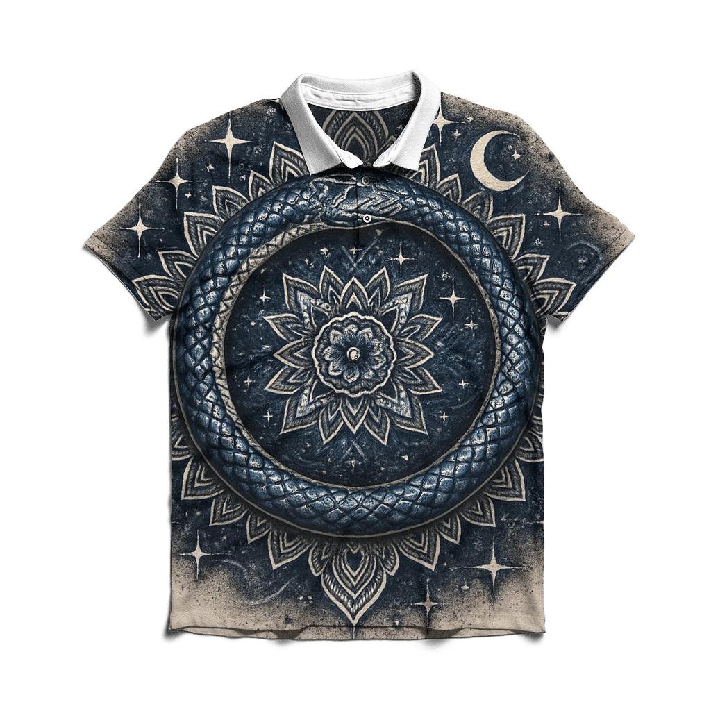 Celestial Ouroboros Tattoo Mandala casual sports polo shirts