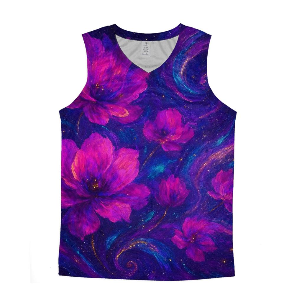 Cosmic Floral Whirl personalized athletic tanks