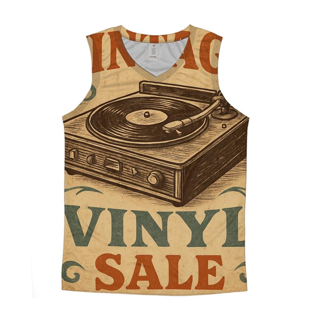 Rustic Vintage Record Store Poster trendy fitted tank tops