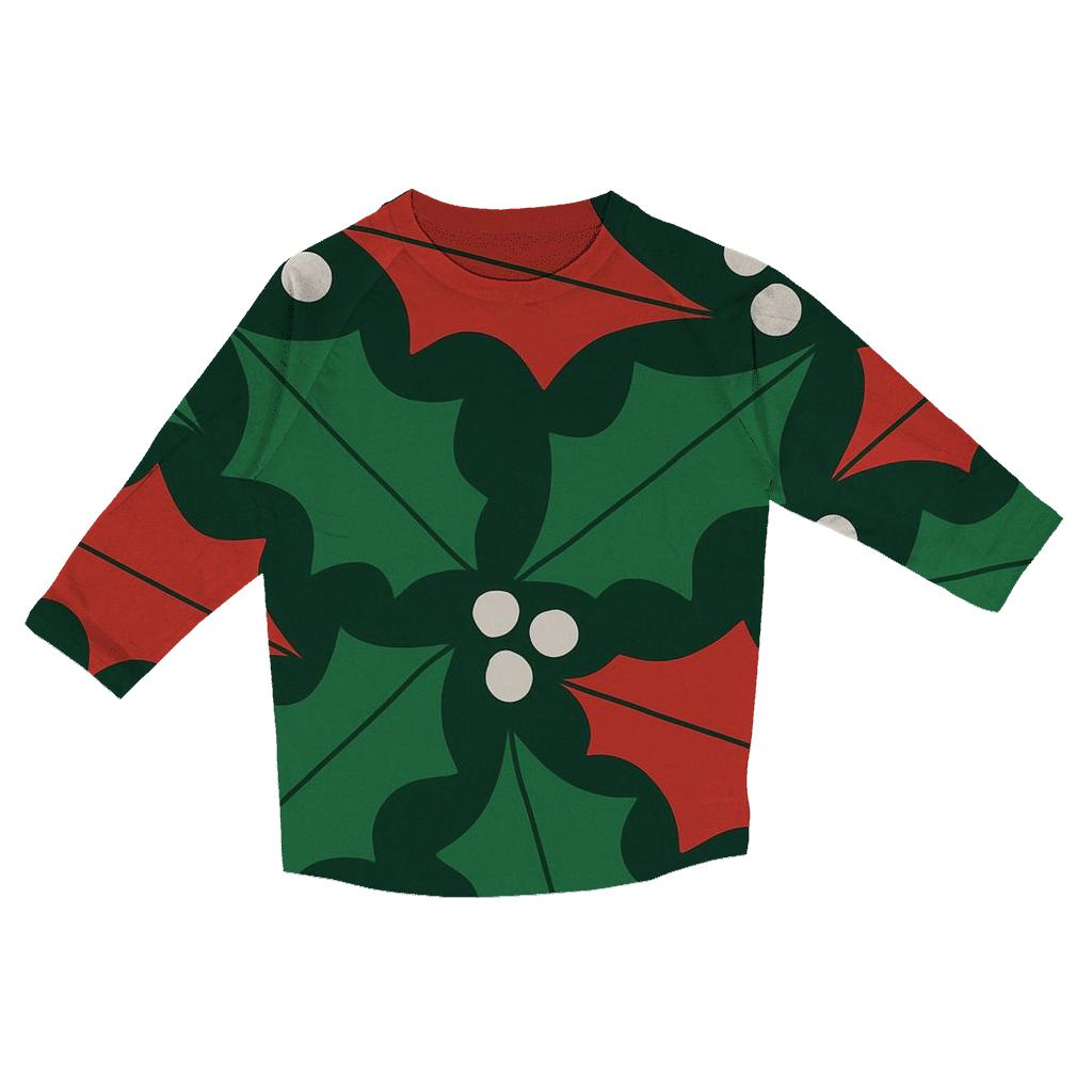 Festive Holly Patterns trendy 3/4 sleeve tops