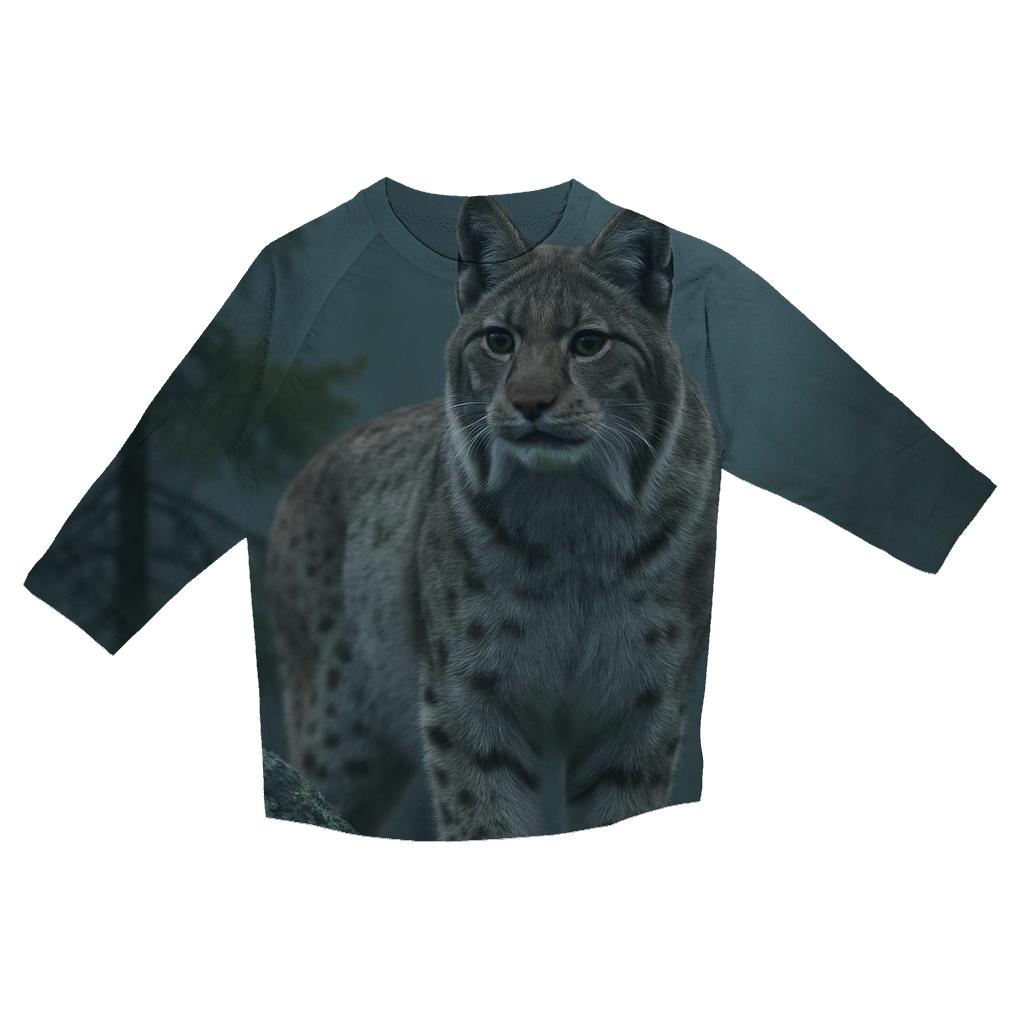 Fogline Stalker Eurasian Lynx fashion 3/4 sleeve shirts