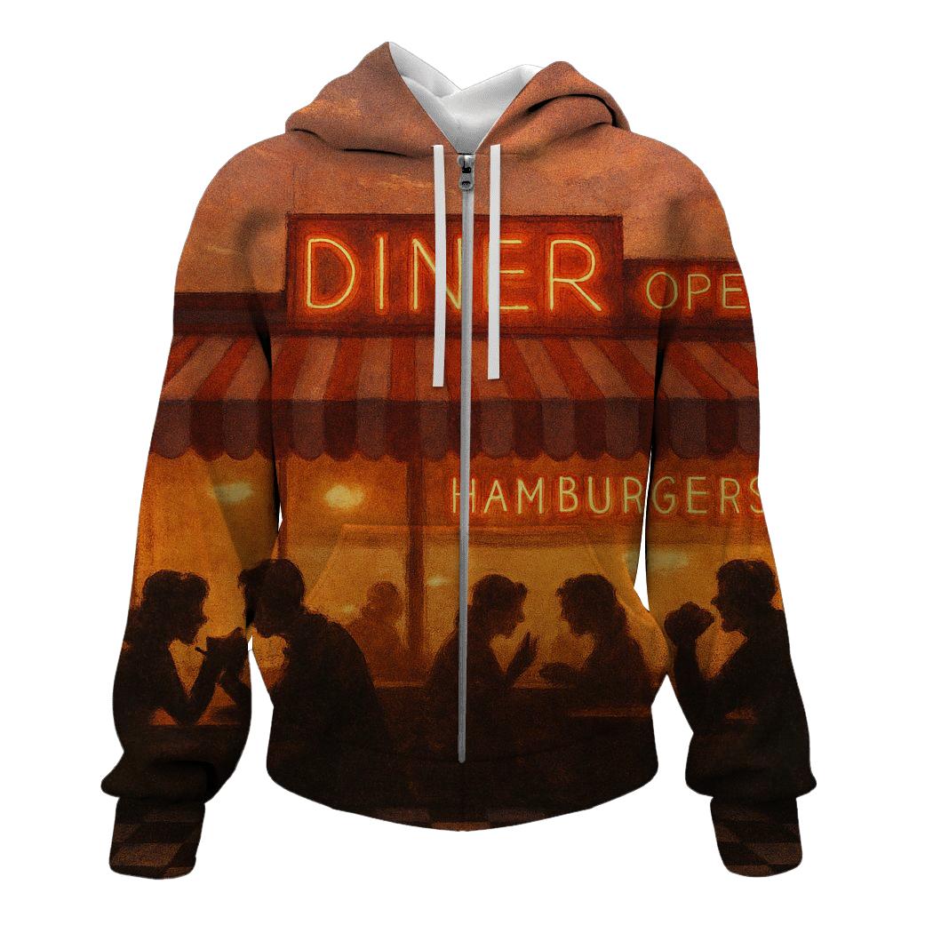 Retro Diner Sunset printed hoodies