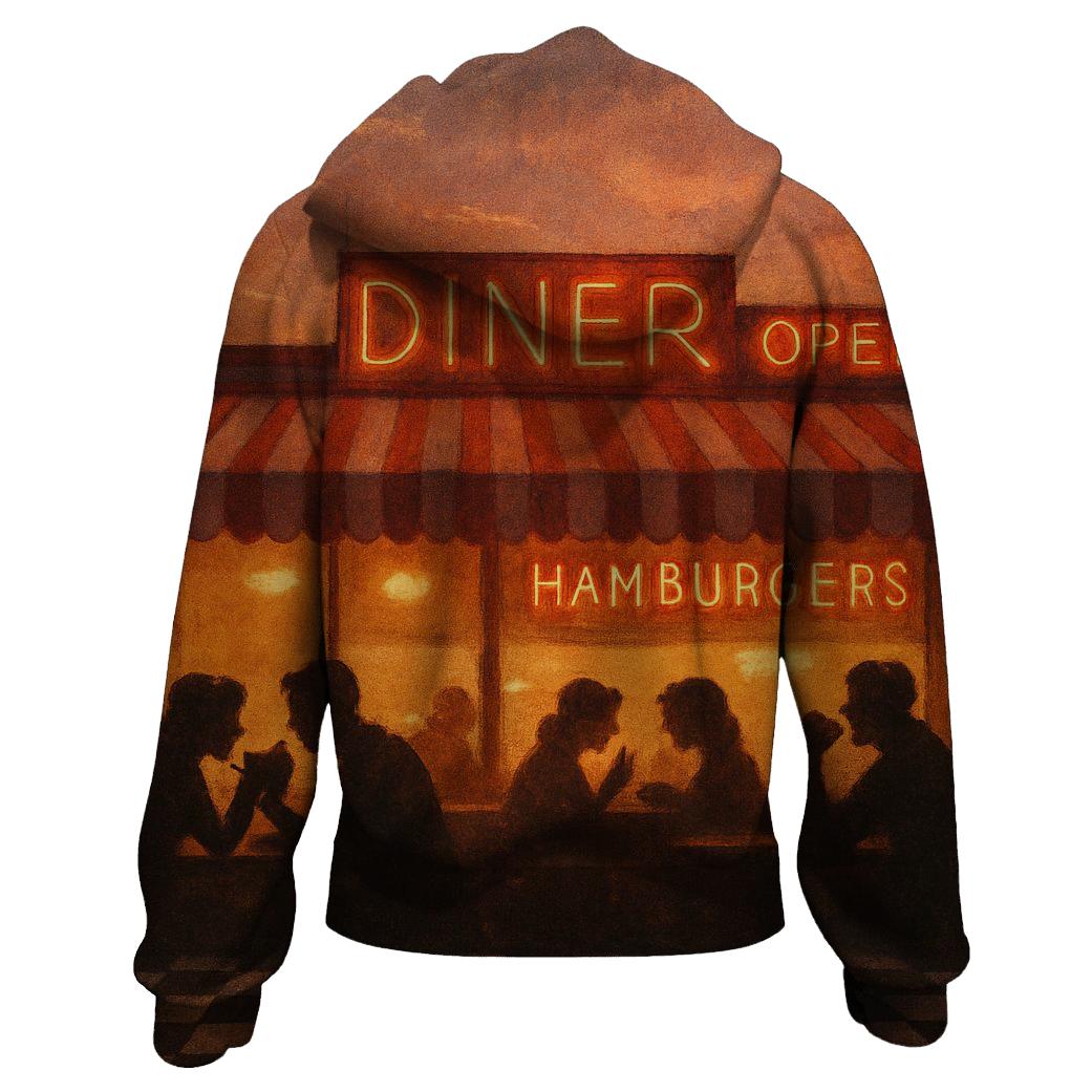 Retro Diner Sunset printed hoodies