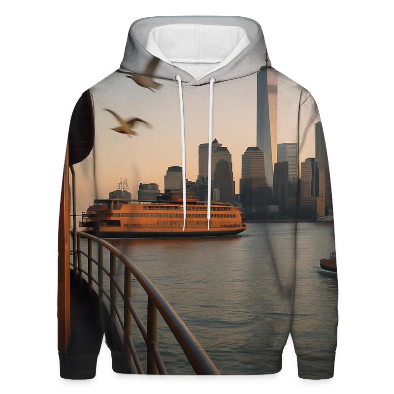 Dawn Over Lower Manhattan Ferry Approach zip-up hoodies